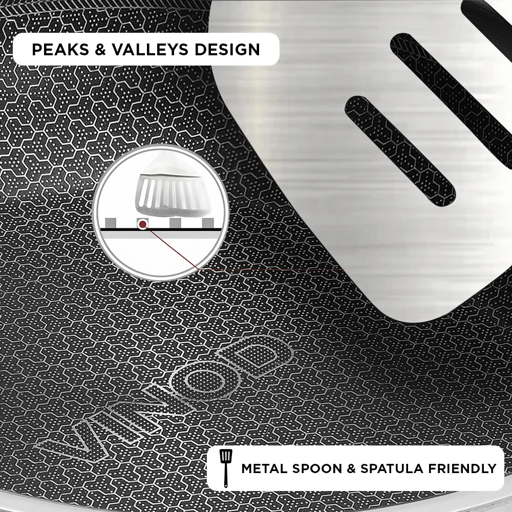 Vinod Platinum SAS Pro Triply Stainless Steel Fry Pan 24 cm – HexaShield Non-Stick Induction Frying Pan
