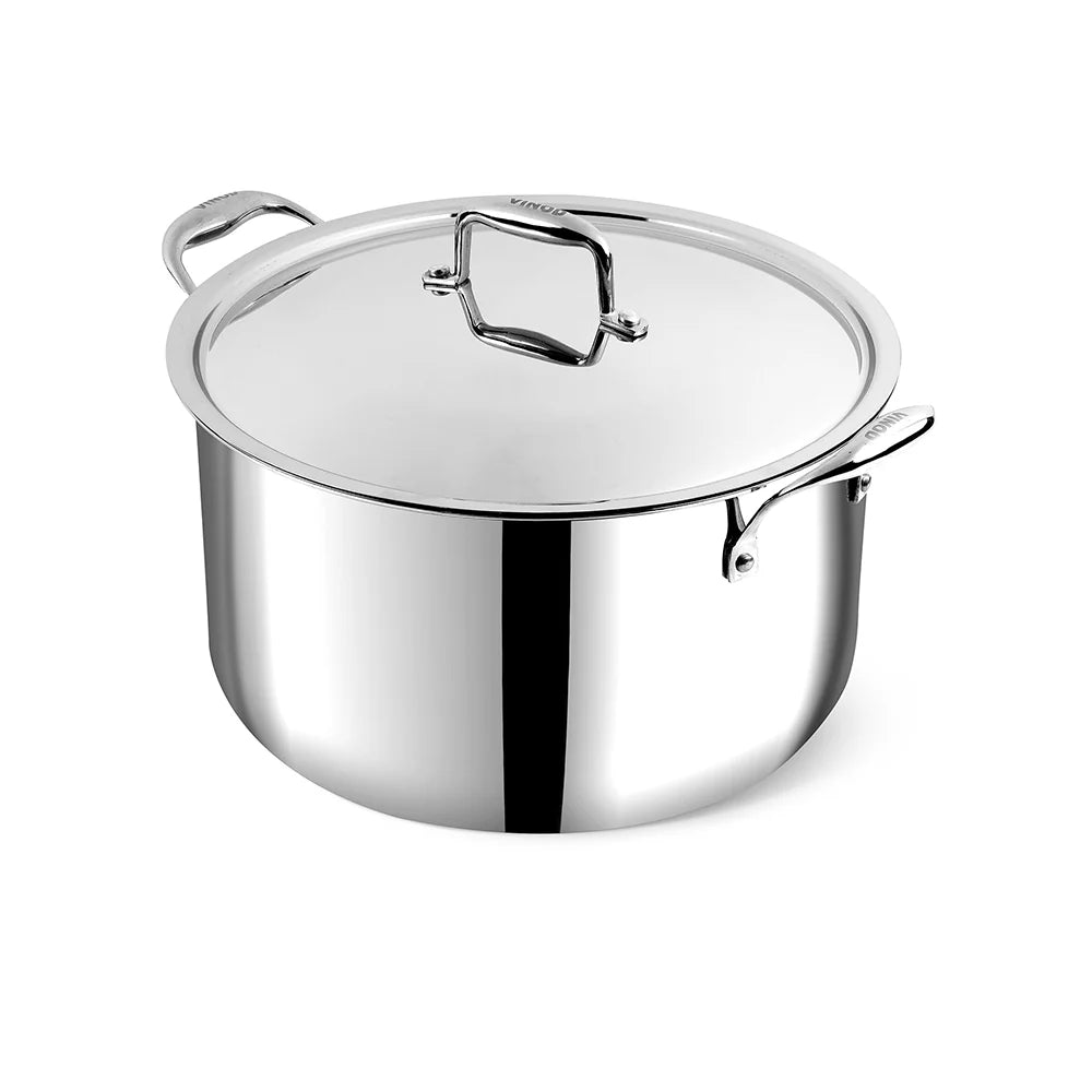 Vinod Platinum Triply Biryani Pot 30 cm 11 Litre with Stainless Steel Lid – Induction Friendly – SAS Triply Stainless Steel