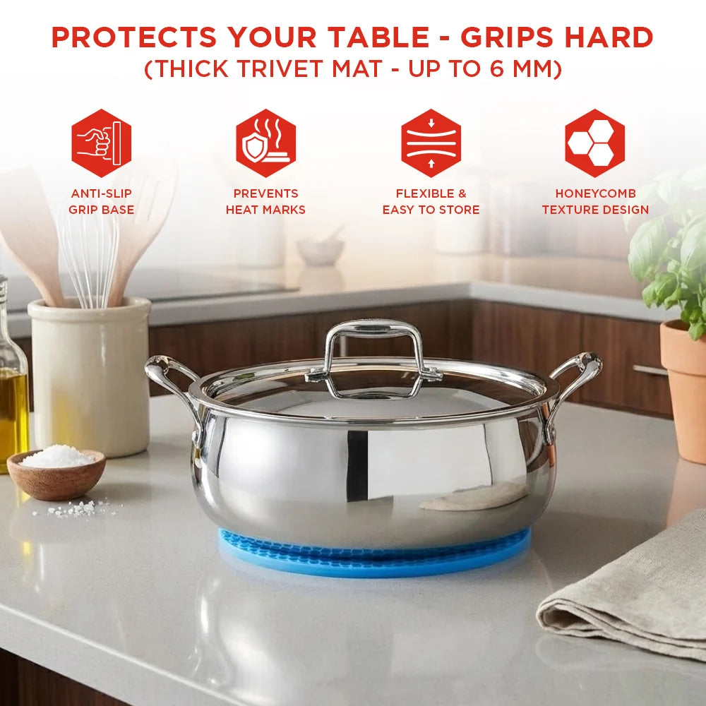 Vinod Platinum Triply Chef's Lagan Pot 28 cm – Stainless Steel Triply Lagan with Lid – Induction, Gas, Electric & Ceramic Compatible