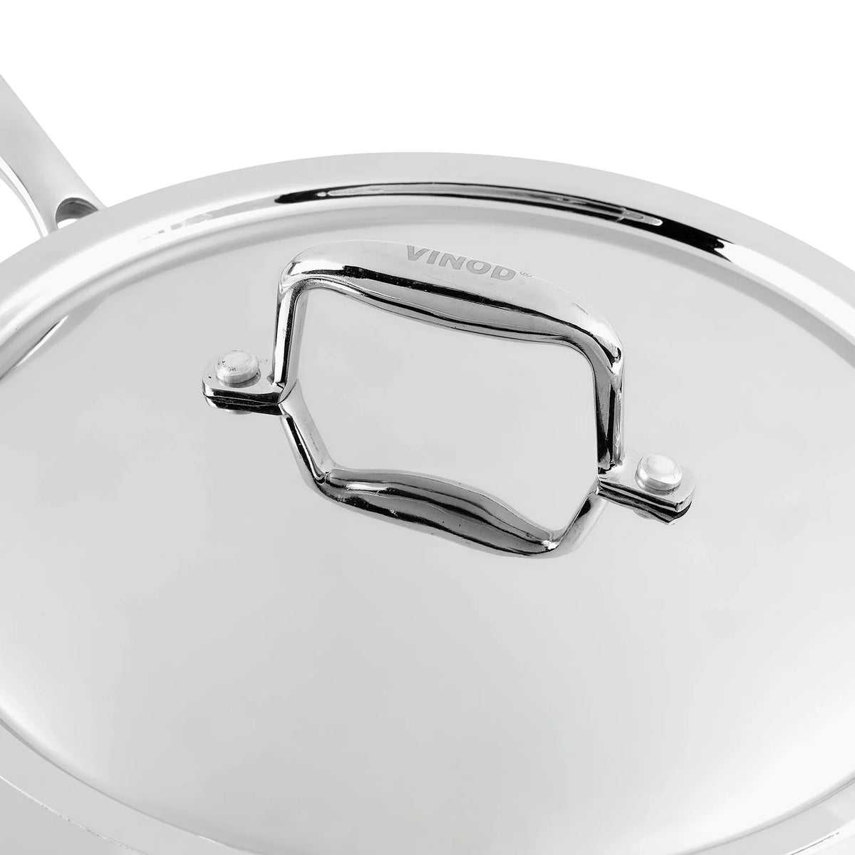 Vinod Platinum Triply Saute Pan with Lid 24 cm – 2.6 L – Induction Friendly Stainless Steel