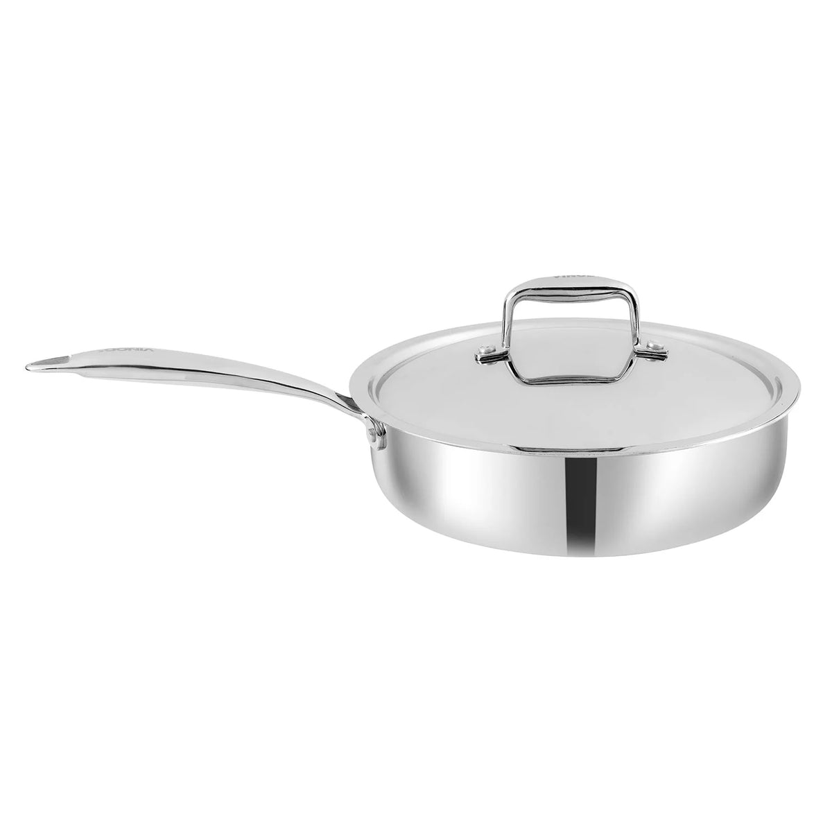 Vinod Platinum Triply Saute Pan with Lid 24 cm – 2.6 L – Induction Friendly Stainless Steel