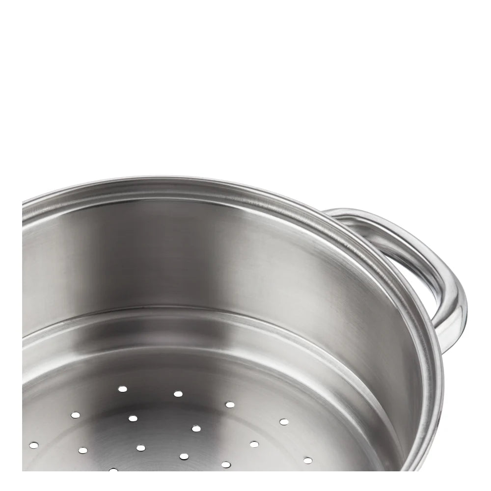 Vinod Stainless Steel 2 Tier Steamer with Glass Lid 18 cm – SAS Bottom Steamer – Induction & Gas Compatible