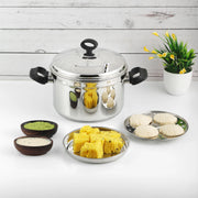 Vinod Stainless Steel Idli Cooker 6 Pieces with SS Lid Large Multi Pot and SAS Bottom