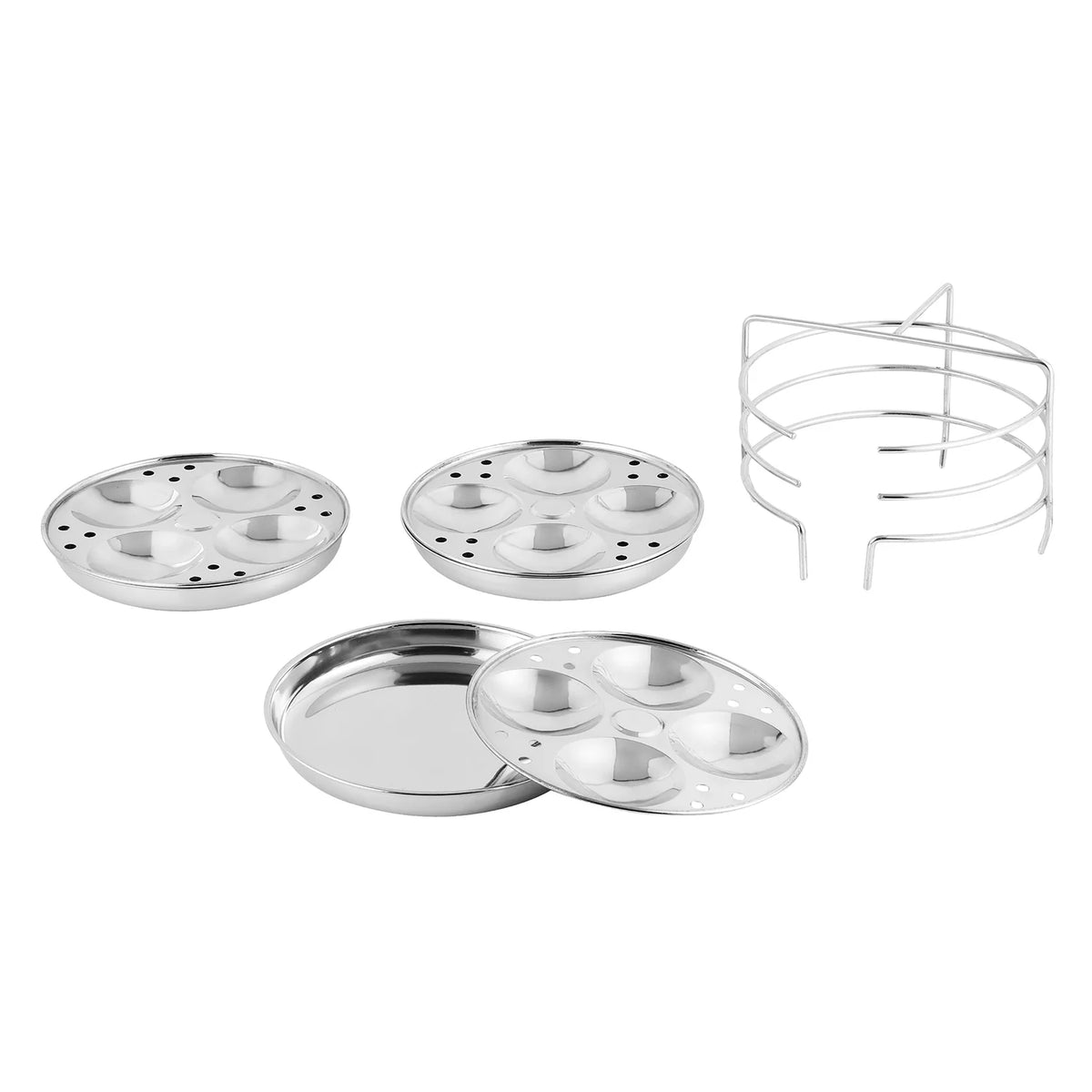 Vinod Stainless Steel Idli Cooker with SS Lid 6 Pieces – Large Multi Pot – SAS Bottom – Induction & Gas Compatible