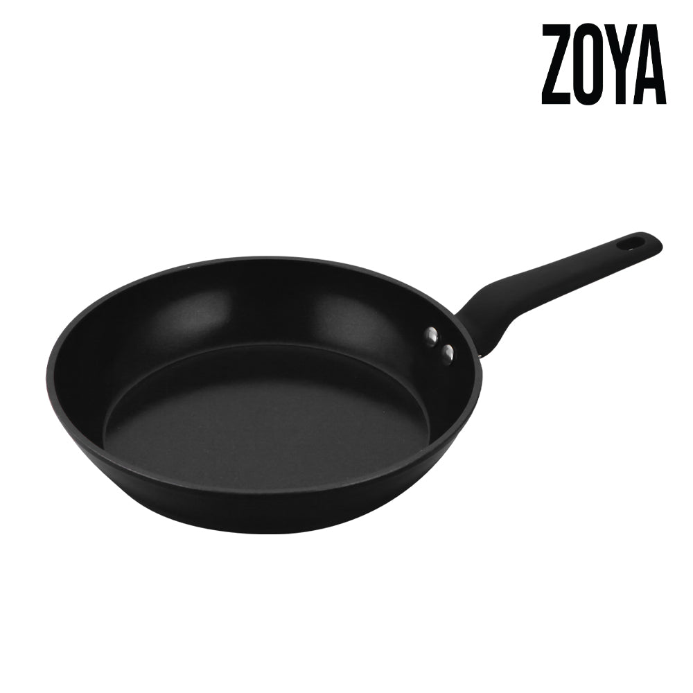 SQ Professional Zoya 28cm Black Aluminium Frying Pan – non-stick ceramic coating, induction ready and dishwasher safe, perfect for UK kitchens.